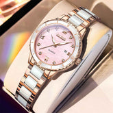 OLEVS 9985 – Women's Two Tone Ceramic Bracelet Quartz Watch