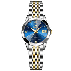 OLEVS 9989 Diamond Cut Glass Couple Dress Watch for Men and Women - Women All Gold Watch | Olevs Watch Store