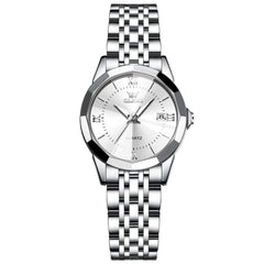 OLEVS 9989 Diamond Cut Glass Couple Dress Watch for Men and Women - Women All Gold Watch | Olevs Watch Store