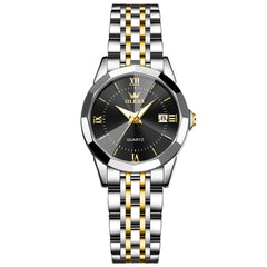 OLEVS 9989 Diamond Cut Glass Couple Dress Watch for Men and Women - Women All Gold Watch | Olevs Watch Store