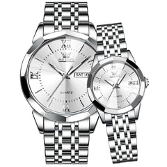 OLEVS 9989 Diamond Cut Glass Couple Dress Watch for Men and Women - Women All Gold Watch | Olevs Watch Store