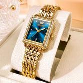 OLEVS 9995 – Women's Vintage Rectangular Gold Bracelet Watch