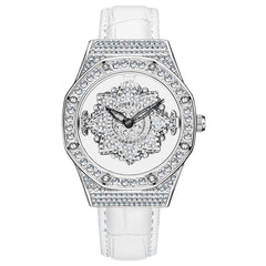 OLEVS 9996 Rotatable Diamond Bezel Leather Watch for Women - Rose Gold Butterfly Watch | Olevs Watch Store