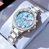 OLEVS 9999 – Women's Diamond Bezel Chronograph Ceramic Watch