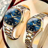 OLEVS 5563Q – Couples' His and Hers Watches Set Two Tone Stainless Steel Quartz Day Date