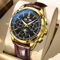 OLEVS 7117 – Men's Leather Strap Moon Phase Automatic Mechanical Watch