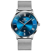 OLEVS 5623 – Men Milanese Mesh Watch Ultra Slim Stainless Steel Date Quartz