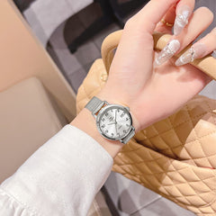 OLEVS Petite Minimalist Mesh Watch with Date 7130 for Women - Silver Pink Watch | Olevs Watch Store