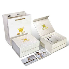 OLEVS Watch Gift Box – Premium Textured White Flip-Top