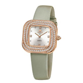 OLEVS 5512 – Women's Square Diamond Bezel Leather Watch Petite Quartz
