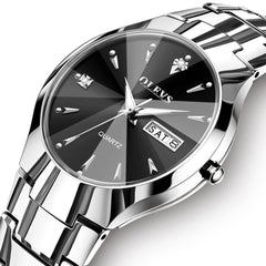 OLEVS Tungsten Steel Ultra Thin Day Date Couple Watch 8697 for Men and Women - Women All Gold Watch | Olevs Watch Store
