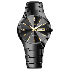 OLEVS Tungsten Steel Ultra Thin Day Date Couple Watch 8697 for Men and Women - Women All Gold Watch | Olevs Watch Store
