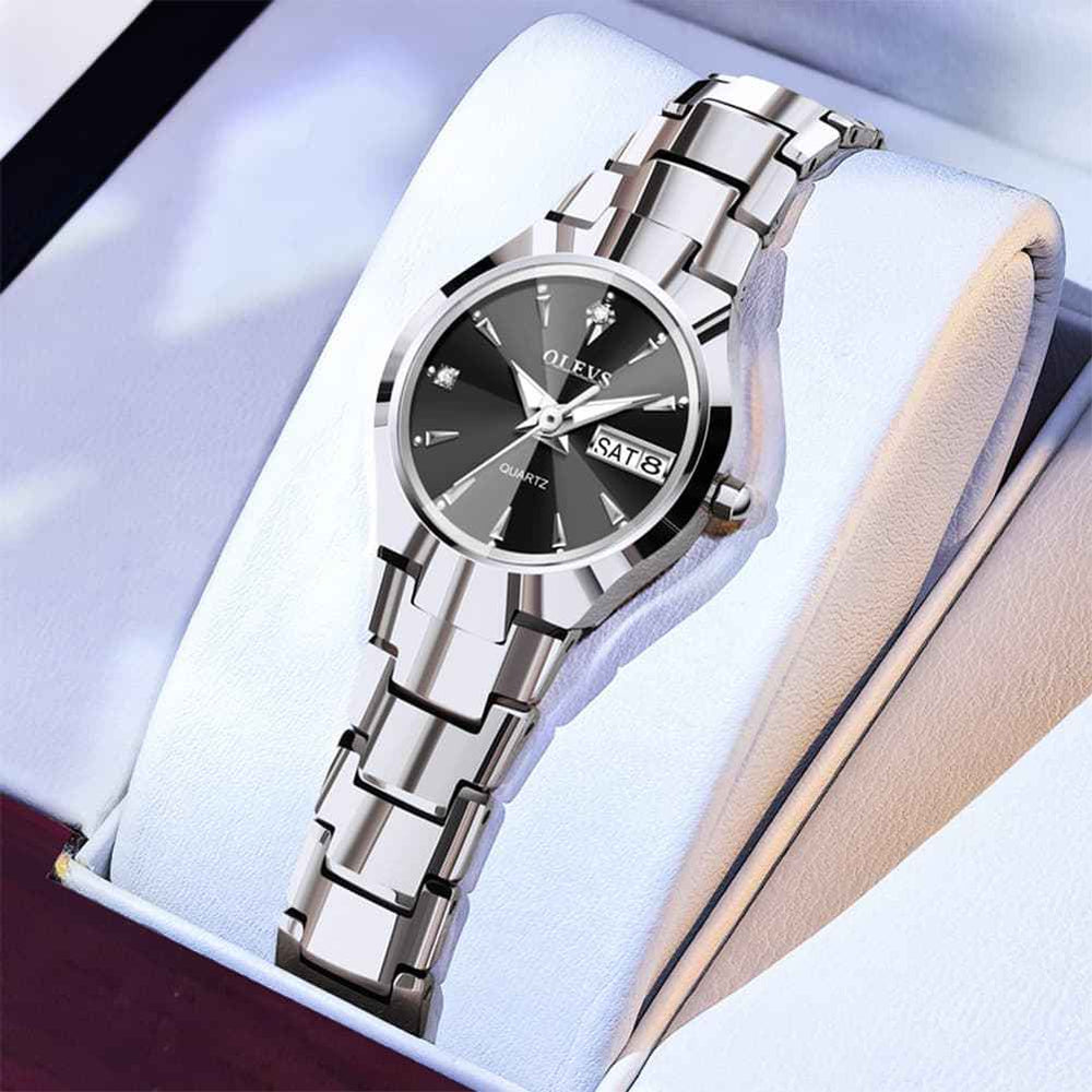 OLEVS 8697 – Couples' Tungsten Steel Ultra Thin Day Date Watch
