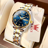 OLEVS 5563 – Women Diamond Dress Watch Two Tone Stainless Steel Quartz Day Date