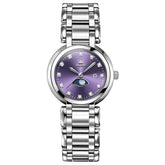 OLEVS Women Moon Phase Dress Watch Stainless Steel Diamond Dial Quartz 5573 - Purple Diamond Dial Watch | Olevs Watch Store