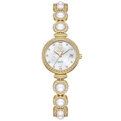OLEVS 5635 – Women Pearl Bracelet Watch Diamond Mother of Pearl Date Quartz