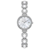OLEVS Women Pearl Bracelet Watch Diamond Mother of Pearl Date Quartz 5635 - Silver White Dial Watch | Olevs Watch Store