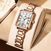OLEVS 5641 – Women Rectangular Dress Watch Retro Tank Stainless Steel Date Quartz