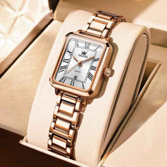 OLEVS 5641 – Women Rectangular Dress Watch Retro Tank Stainless Steel Date Quartz