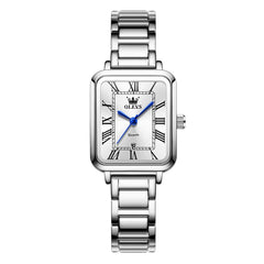 OLEVS Women Rectangular Dress Watch Retro Tank Stainless Steel Date Quartz 5641 - Silver Pink Dial Watch | Olevs Watch Store