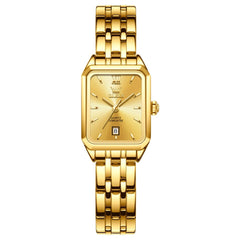 OLEVS Women Square Dress Watch Retro Gold Stainless Steel Date Quartz 5616 - All Gold Watch | Olevs Watch Store