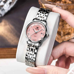OLEVS 5611 – Women Sunray Pastel Watch Petite Silver Stainless Steel Date Quartz