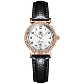 OLEVS 5590 – Women Vintage Leather Dress Watch Arabic Numerals Date Quartz