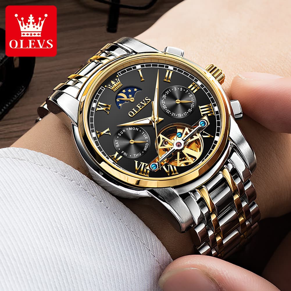 OLEVS 6617 Luxury Mechanical Stainless Steel Men’s Watch – Luminous, Waterproof, Automatic