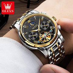 OLEVS 6617 Luxury Mechanical Stainless Steel Men’s Watch – Luminous, Waterproof, Automatic