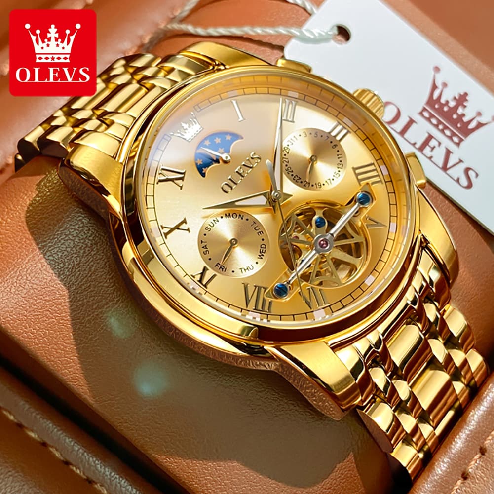 OLEVS 6617 Luxury Mechanical Stainless Steel Men’s Watch – Luminous, Waterproof, Automatic