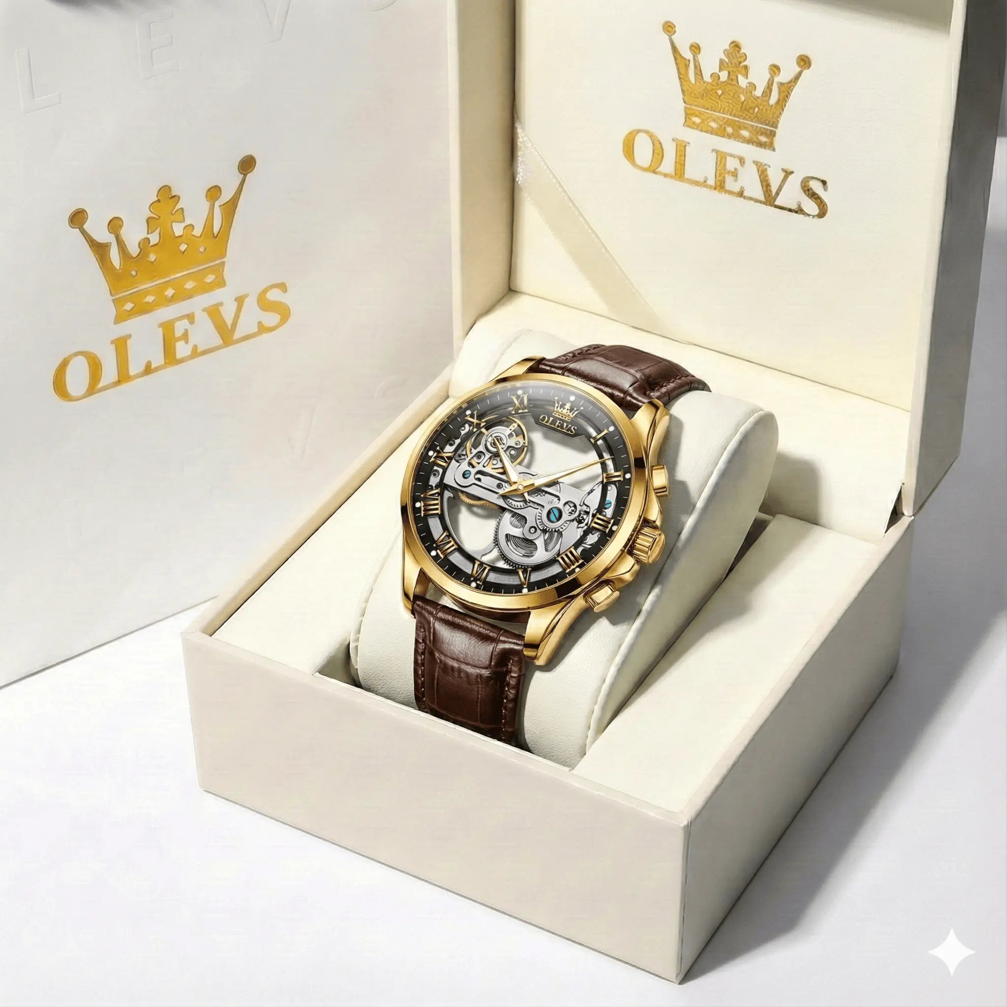 OLEVS "The Artisan" Fully Skeletonized Automatic Watch | Double-Sided Transparent View