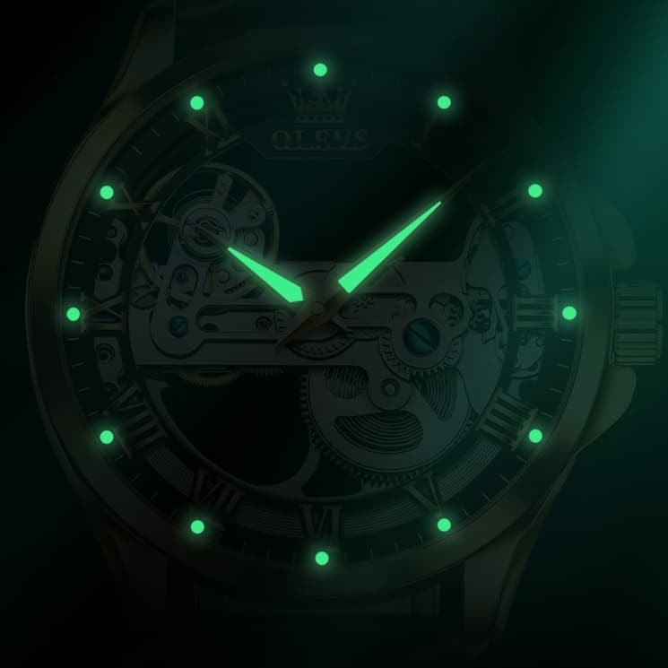 OLEVS "The Artisan" Fully Skeletonized Automatic Watch | Double-Sided Transparent View