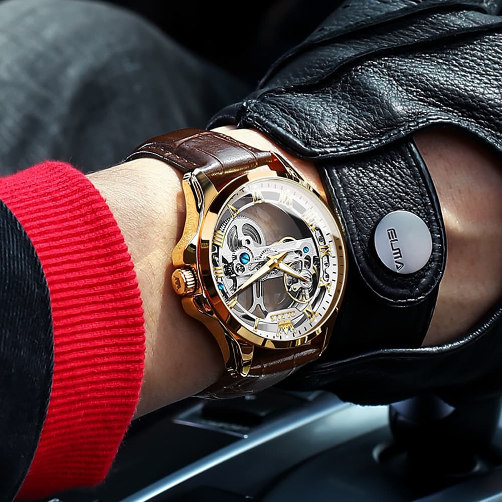 OLEVS "The Artisan" Fully Skeletonized Automatic Watch | Double-Sided Transparent View