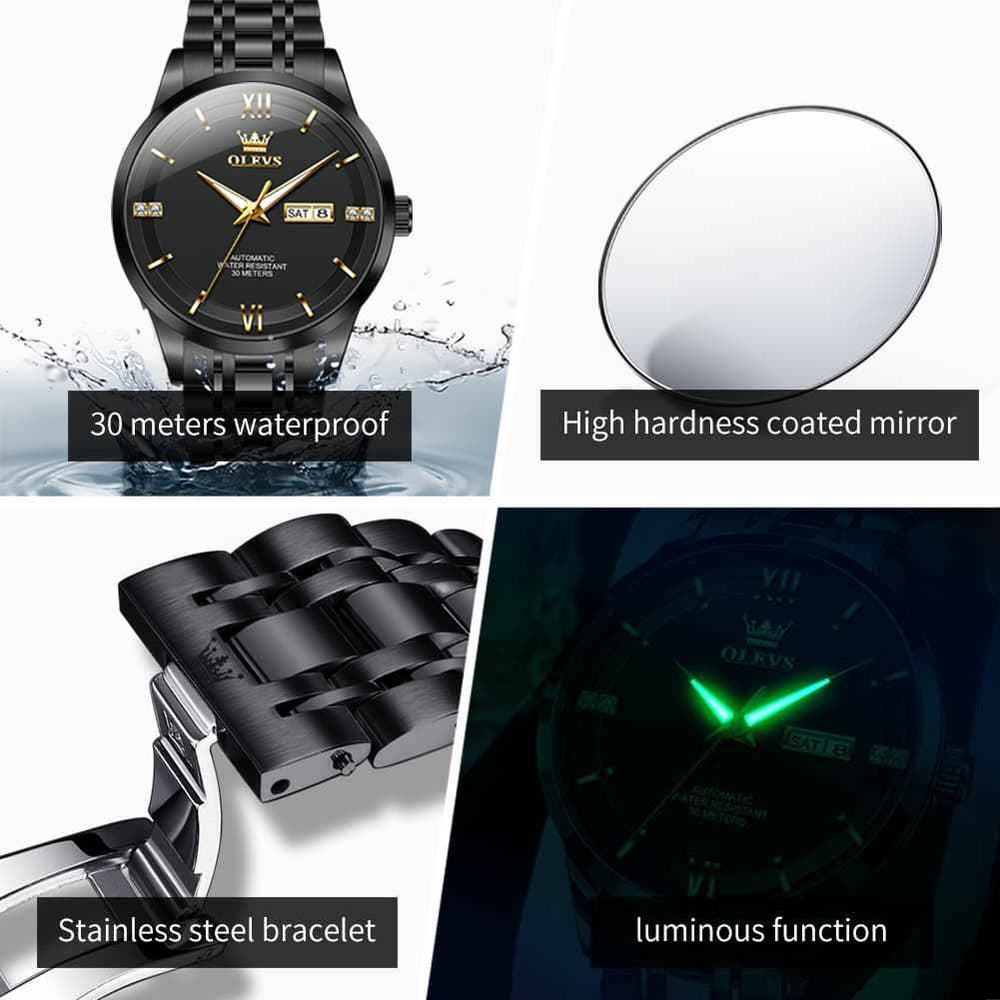 "The Executive" Classic Automatic Watch | Day-Date & Flat Crystal