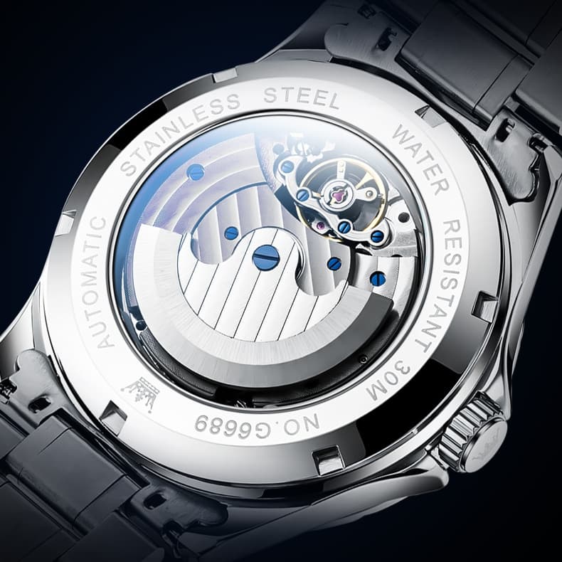 OLEVS "The Galaxy" Skeleton Automatic Watch | Starry Dial & Moon Phase