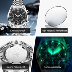 OLEVS "The Heritage" Chronograph Watch | Roman Numerals & Moon Phase