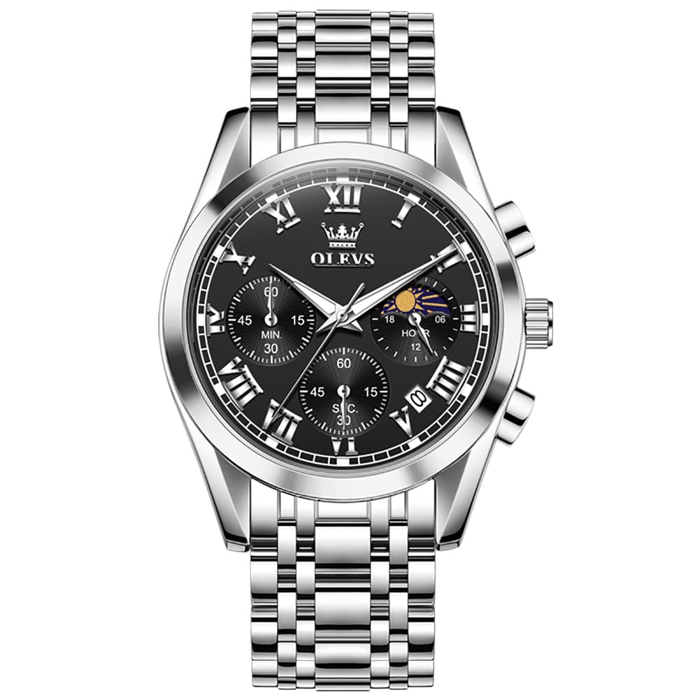 OLEVS "The Heritage" Chronograph Watch | Roman Numerals & Moon Phase