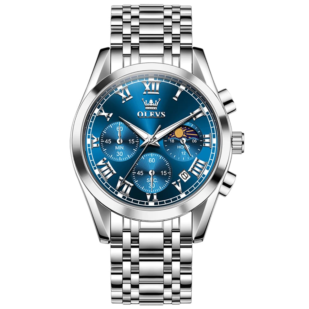 OLEVS "The Heritage" Chronograph Watch | Roman Numerals & Moon Phase
