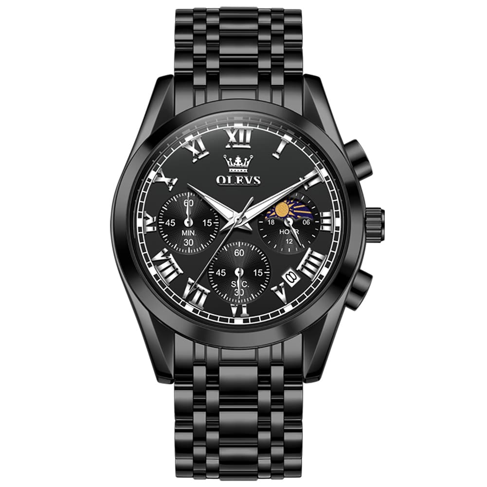 OLEVS "The Heritage" Chronograph Watch | Roman Numerals & Moon Phase