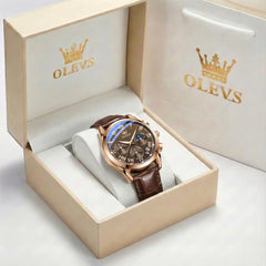 OLEVS "The Heritage" Chronograph Watch | Roman Numerals & Moon Phase