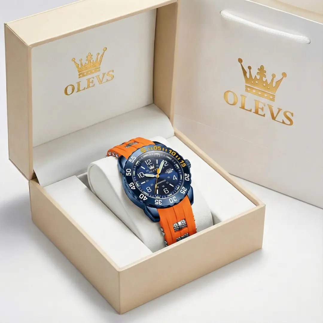 OLEVS "The Mariner" Sport Quartz Watch | Rotating Bezel & Silicone Strap
