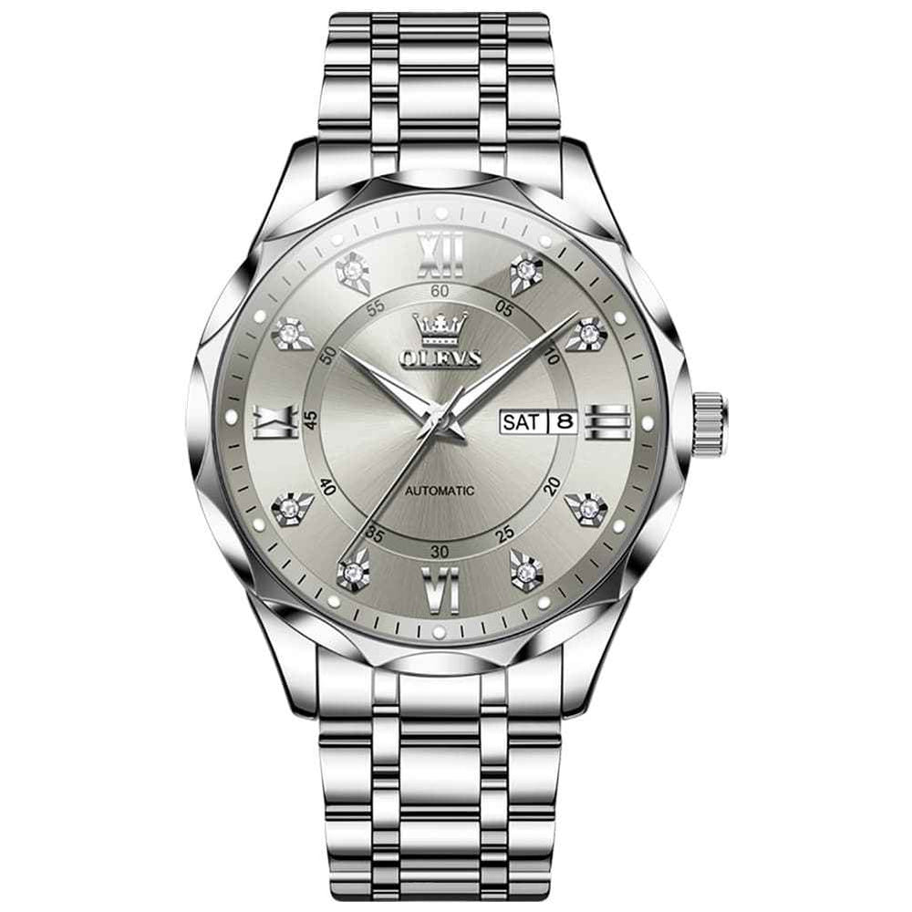 "The Prestige" Diamond Automatic Watch | High-Definition Flat Glass & Day-Date