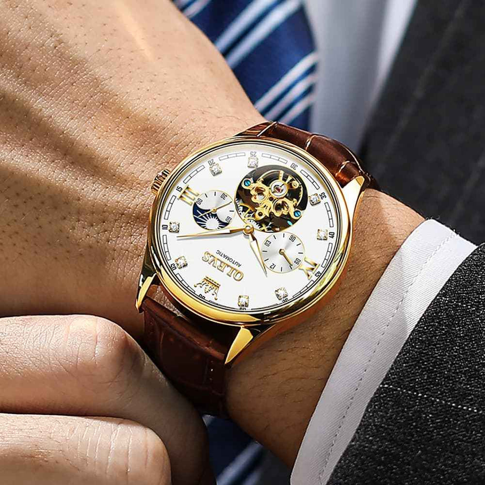 "The Regent" Diamond Automatic Watch | Dual Time & Celestial Dial