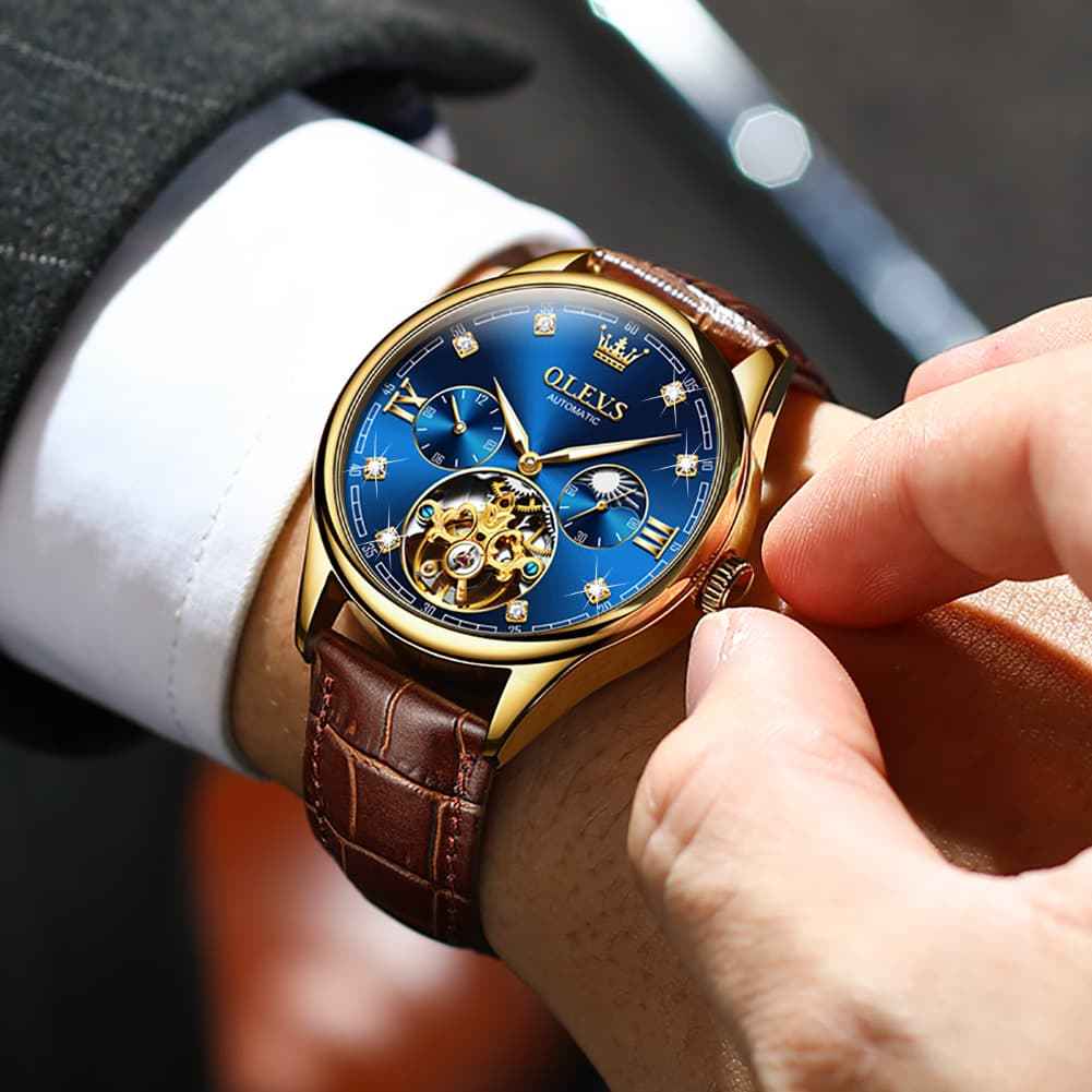 "The Regent" Diamond Automatic Watch | Dual Time & Celestial Dial