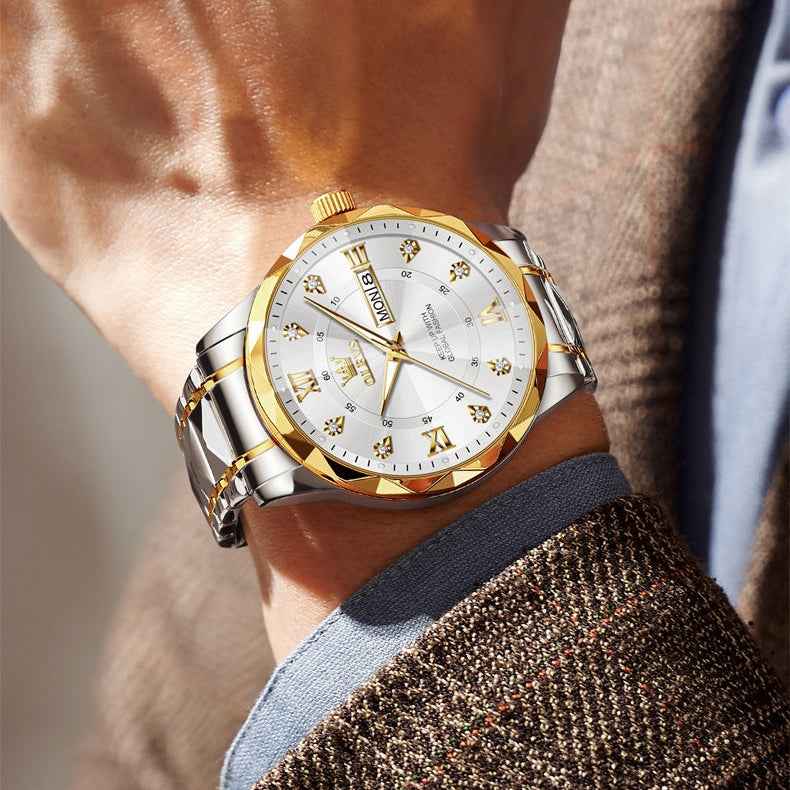 The Royal Diamond Executive | 3D Faceted Crystal & Gold Steel
