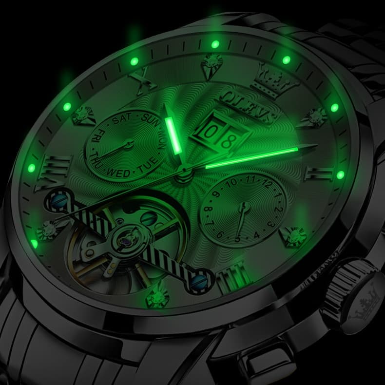 OLEVS "The Statesman" Triple Calendar Automatic Watch | Big Date & Month Display