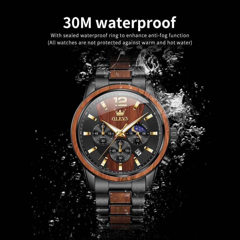 "The Timberline" Wood & Steel Chronograph | Natural Wood Inlay