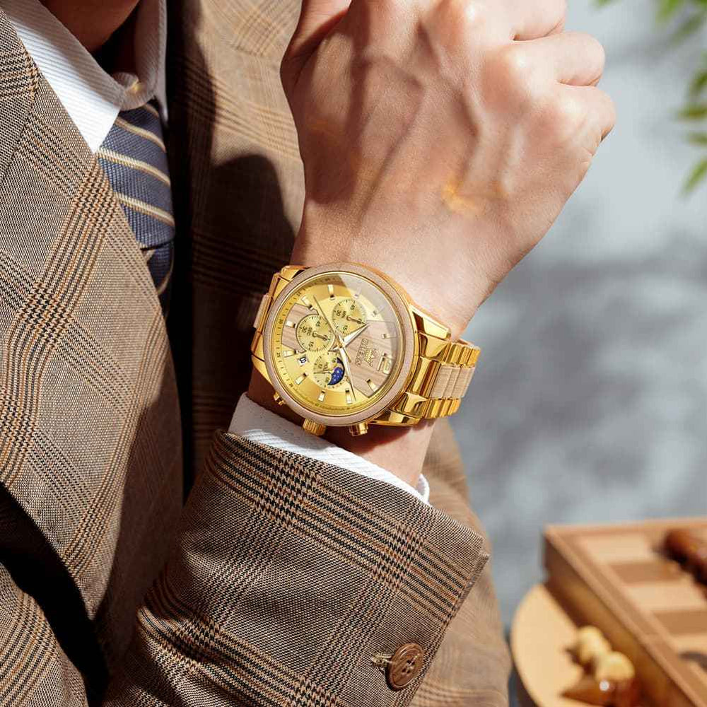"The Timberline" Wood & Steel Chronograph | Natural Wood Inlay