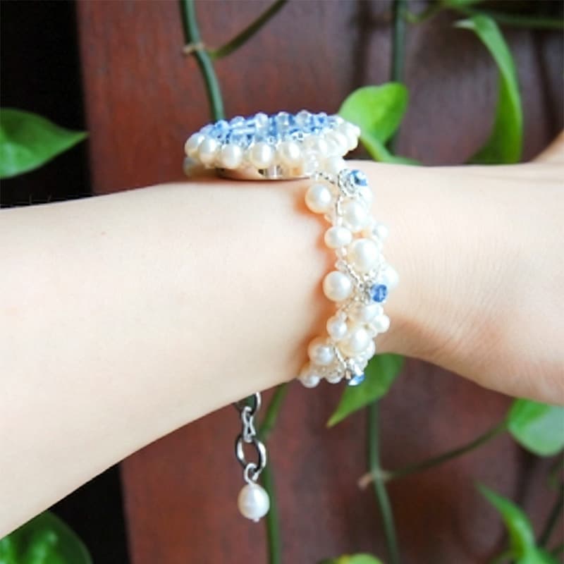 The Aphrodite Pearl Watch Handwoven Genuine Freshwater Pearl Timepiece