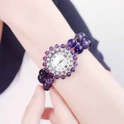 The Lumina Aura Watch Genuine Healing Crystal & Mother of Pearl Bracelet Timepiece